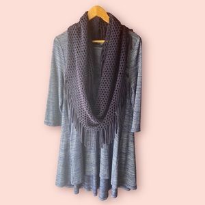 Casual swing dress with scarf